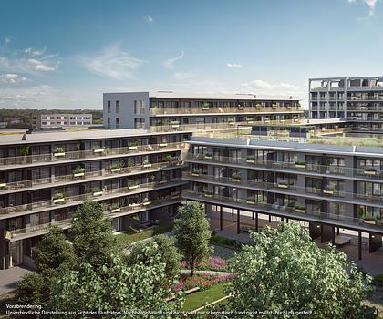2-Zi-Whg in Süd-West-Ausrichtung mit Duschbad und extragroßem Balkon zum Innenhof
