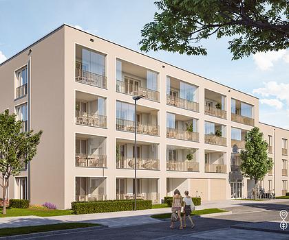 Wohnen wie in einer Suite: 2-Zi.-Whg. in Süd-West-Ausrichtung m. Duschbad u. Balkon