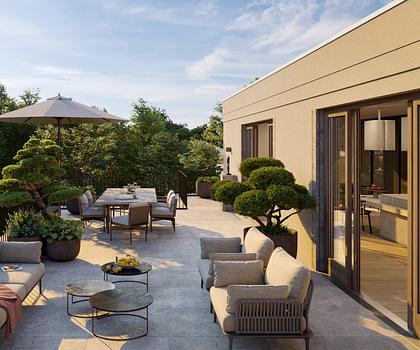 Neubau: Exquisites Penthouse mit 5 Zimmern, Haus-im-Haus-Charakter und 3 Terrassen