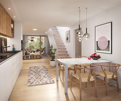 Townhouse über zwei Etagen mit Rooftop-Terrasse direkt am grünen Lechufer