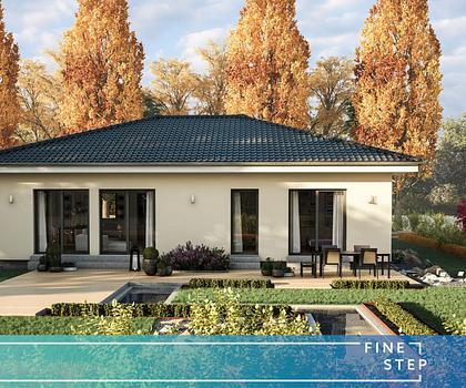 Modernes Effizienzhaus 55 – Bungalow mit ca. 1.090 m² Grundstück