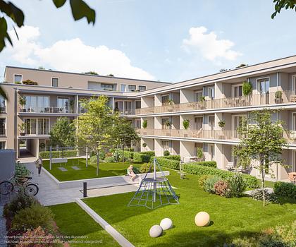 1-Zi.-Apartment mit Balkon zum grünen Innenhof mit Parkblick