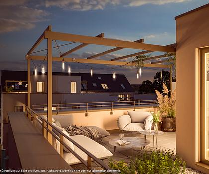 5-Zi.-RMH, real geteilt, mit 2 Terrassen, Loggia und großzügiger Dachterrasse in Süd-West-Ausrichtung