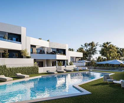 Komfortable Obergeschoss-Wohnungen mit 2 Schlafzimmern, 2 Badezimmern, privater Dachterrasse und Gemeinschaftspool