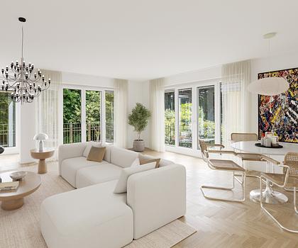 Wohnen direkt am Park: Lichterfüllte 5-Zimmer-Wohnung mit vier Balkonen