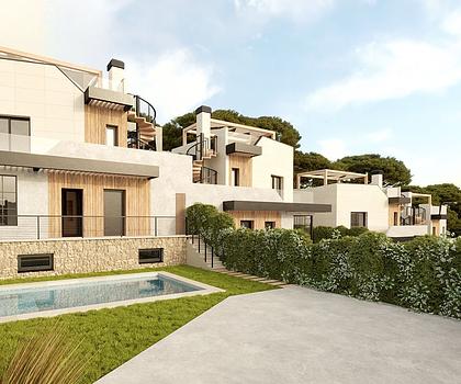 Zweigeschossige Doppelhaushälften mit 3 Schlafzimmern, 2 Bädern, Privatpool und Kfz-Stellplatz in wunderschöner Umgebung