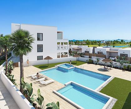 Penthouse-Wohnungen mit 3 Schlafzimmern, 2 Bädern, Dachterrasse, Gemeinschaftspool und Meerblick direkt am Golfplatz von La Serena Golf