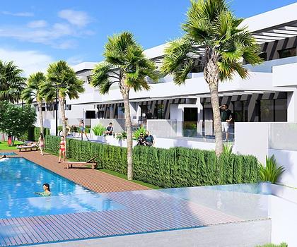 Obergeschoss-Wohnungen mit 2 Schlafzimmern, 2 Bädern, Dachterrasse, Kfz-Stellplatz und Gemeinschaftspool in wunderschöner Golfanlage