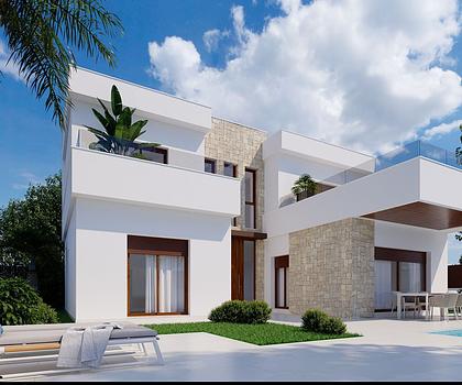 Villen mit 4 Schlafzimmern, 3 Bädern, Gäste-WC, Einbauküchen mit Elektrogeräten, Kfz-Stellplatz und Privatpool in einer Golfanlage