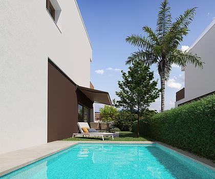 Moderne Villen mit 3 Schlafzimmern, 3 Bädern und Privatpool nur 500 m vom kilometerlangen Sandstrand