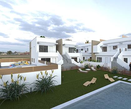 Erdgeschoss-Wohnungen mit 3 Schlafzimmern, 2 Bädern, Kfz-Stellplatz und Gemeinschaftspool nur ca. 4 km vom Strand