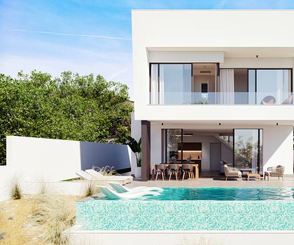 Exklusive Villa in der Natur, umgeben von Pinienbäumen