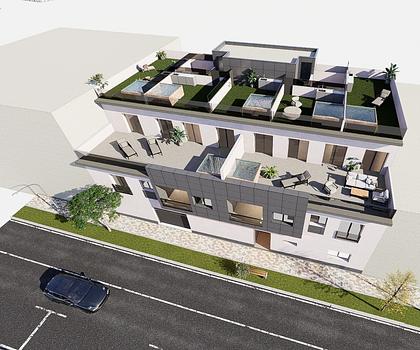 Schönes modernes Penthouse mit Infinity-Pool auf dem Solarium