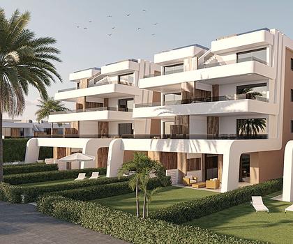 Erdgeschoss-Wohnungen mit 3 Schlafzimmern, 2 Bädern und Gemeinschaftspool in sehr schönem Golf-Resort