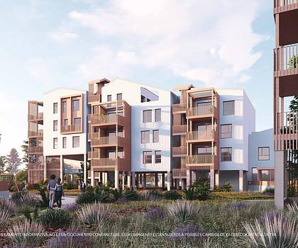 Nachhaltige Penthouse-Wohnungen mit 2 Schlafzimmern, Dachterrasse, Klimaanlage, Kfz-Stellplatz, Gemeinschaftspool und Beachclub nur 400 m vom Strand