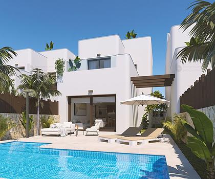 Wunderschöne Villen mit 3 Schlafzimmern, 3 Bädern, Dachterrasse, Fußbodenheizung in Bädern und Privatpool nur 1 km vom Strand