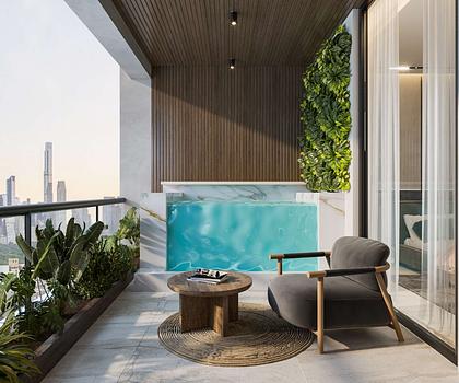 3 Zimmer mit Pool auf dem Balkon - 6 Jahre Finanzierung durch den Bauträger