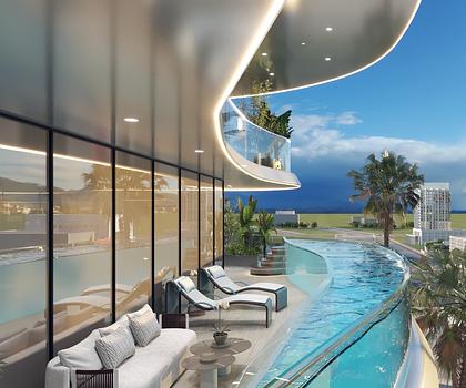 Jumeirah Village Triangle - vollmöbliert mit Pool auf dem Balkon