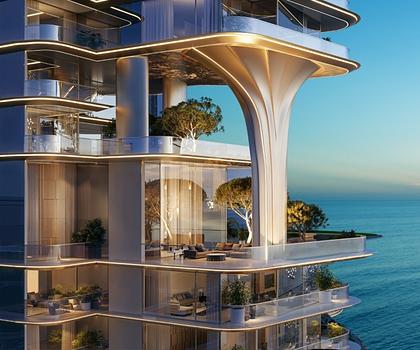 3,5 Zimmer-Strandlage, mit eigenem Pool auf dem Balkon und Panorama-Meerblick