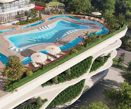 Studio mit Pool auf dem Balkon