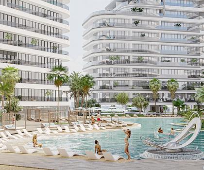 Studio mit Balkon und Poolblick