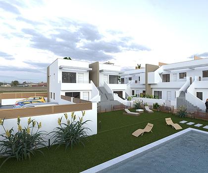 Erdgeschoss-Wohnungen mit 3 Schlafzimmern, 2 Bädern, Kfz-Stellplatz und Gemeinschaftspool nur ca. 4 km vom Strand