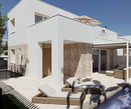 Moderne Villen mit 3 Schlafzimmern, 3 Bädern, Gäste-WC, Keller, Klimaanlage und Privatpool in wunderschöner Umgebung