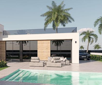 Villen mit 3 Schlafzimmern, 2 Bädern, Dachterrasse, Vorinstallation Klimaanlage und Privatpool im Condado de Alhama Golf Resort