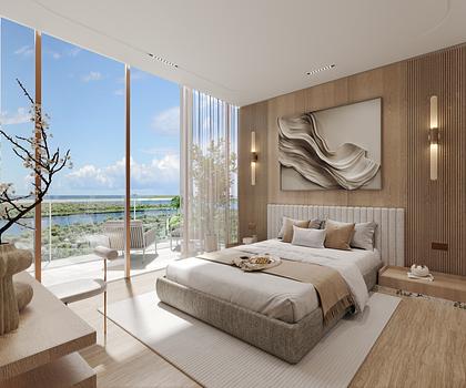 Blick übers Meer zur Dubai Skyline