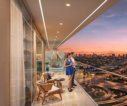 Silicon Oasis - 4 Zimmer mit Pool auf dem Balkon - Dubai Skyline Blick -