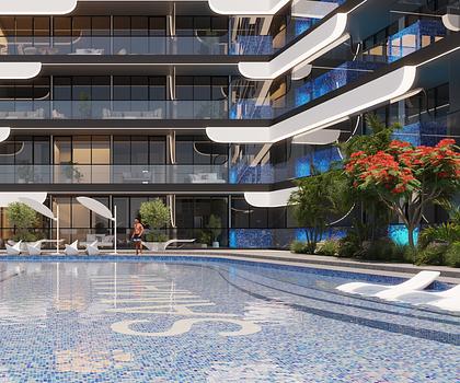 2,5 Zimmer mit Pool auf dem Balkon