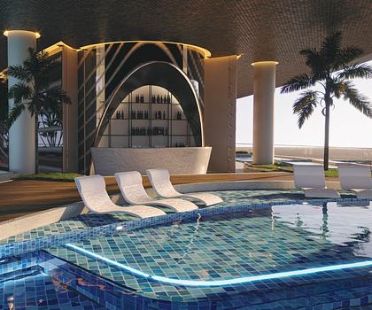 3 Zimmer mit Pool auf dem Balkon