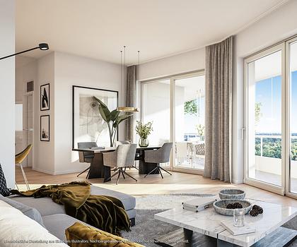 Traumhafter Panoramablick! 4-Zi.-Whg. mit großzügigem Wohnbereich, 2 Bädern und umlaufendem Balkon