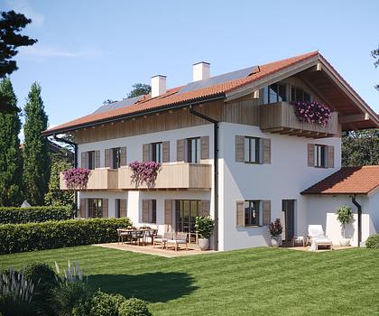 VORANKÜNDIGUNG
Attraktive Landhausvillen-Hälfte mit Panoramabergblick
- Schliersee-Neuhaus
