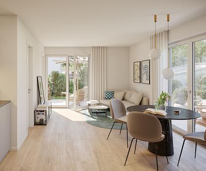 Neubau: Sundowner auf dem Westbalkon: Charmante 2-Zimmer-Wohnung mit exklusivem Flair