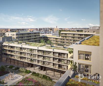 2-Zi-Wohnung mit großen Fensterfronten, sep. Abstellraum u. Süd-Loggia ü. die gesamte Wohnungsbreite