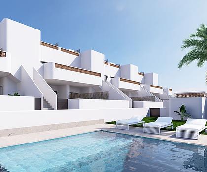 Obergeschoss-Wohnungen mit 3 Schlafzimmern, 2 Bädern, Dachterrasse, Kfz-Stellplatz und Gemeinschaftspool