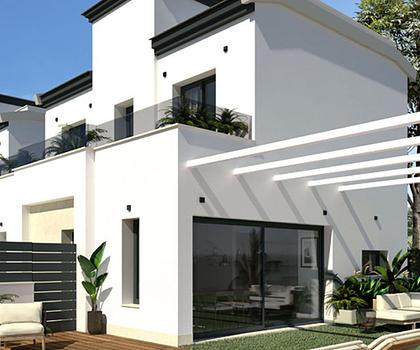 Moderne Doppelhaushälften mit 3 Schlafzimmern, 3 Bädern und Gemeinschaftspool nur 3 km vom Strand