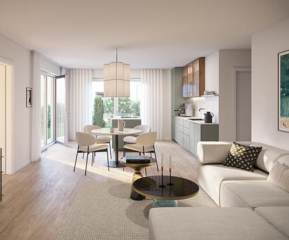 Neubau: Familiengerecht und umrahmt von Grün: 3-Zimmer-Gartenwohnung mit Südwest-Ausrichtung
