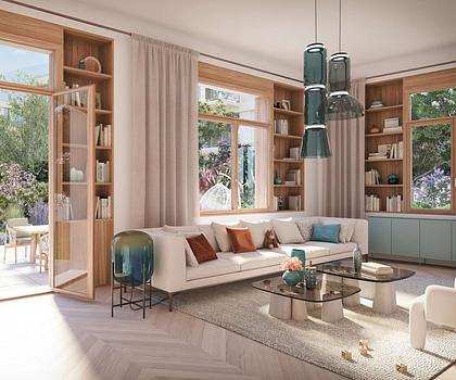 Wohnen im Grünen: XXL-Familienwohnung mit phantastischem Südwest-Garten