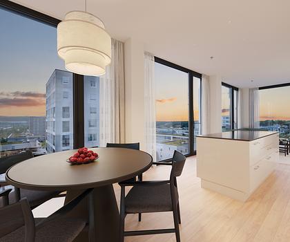 Exklusives Stadtdomizil mit Panoramablick bis zu den Alpen und Rooftop-Nutzung im Friends Tower 2