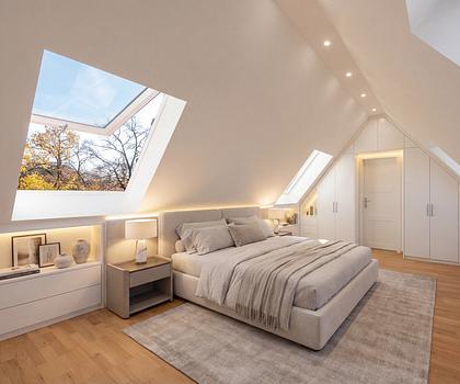 Charmante, lichterfüllte 3,5-Zimmer-Galeriewohnung mit Dachterrasse am Schlosskanal