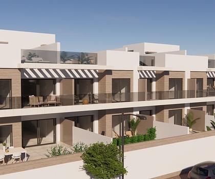 Obergeschoss-Wohnungen mit 2 Schlafzimmern, 2 Bädern, Dachterrasse, Vorinstallation Klimaanlage, Fußbodenheizung in Bädern und optionalem Whirlpool