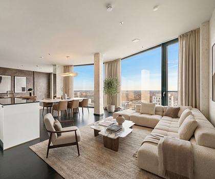 Loft-Style und 180°-Panorama: Design-Domizil im 14. Geschoss des Friends Tower 2