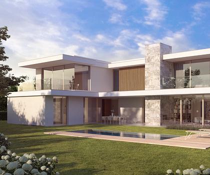 In Bestlage Gräfelfings: Puristische Architektenvilla im Rohbau von Jacob & Spreng