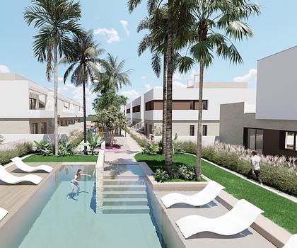 Obergeschoss-Wohnungen mit 3 Schlafzimmern, 2 Bädern, Dachterrasse, Tiefgaragenstellplatz und Gemeinschaftspool neben Serena Golf