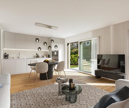 Neubau: Sehr reizvolle 3-Zimmer-Gartenwohnung mit eleganter Ausstattung