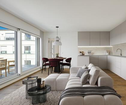 Neubau: Idealer Grundriss und Westausrichtung: Exklusive 3-Zimmer-Neubauwohnung mit Dachterrasse