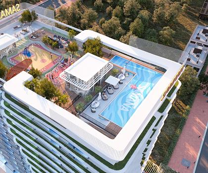 2 Zimmer mit Pool auf dem Balkon im 8. Stock