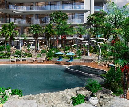 123 qm - 2 Zimmer-Apartment plus 1 extra Raum als Büro oder Schlafzimmer und Pool auf dem Balkon